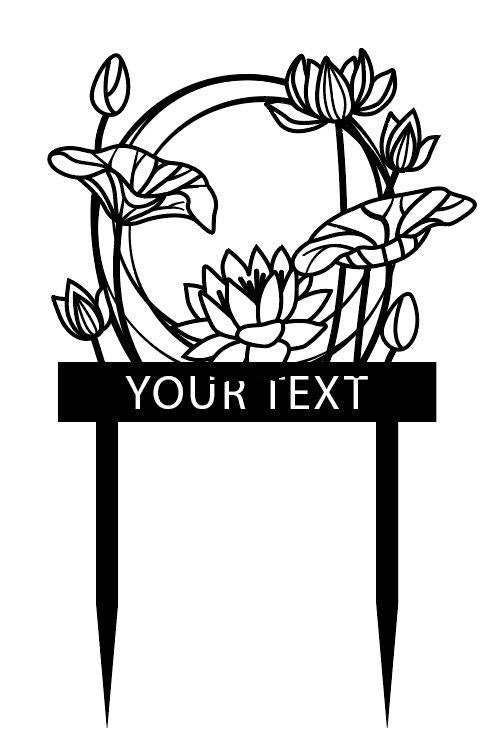 a black and white photo of a sign with flowers
