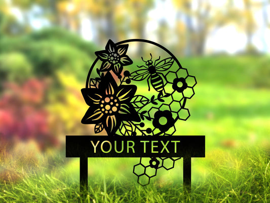 a close up of a sign in the grass