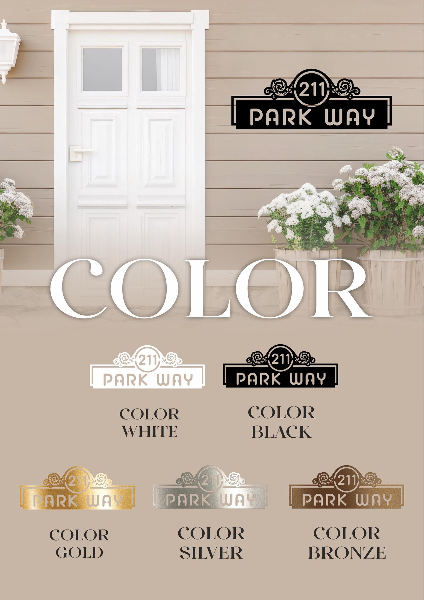 a white door with the words color on it