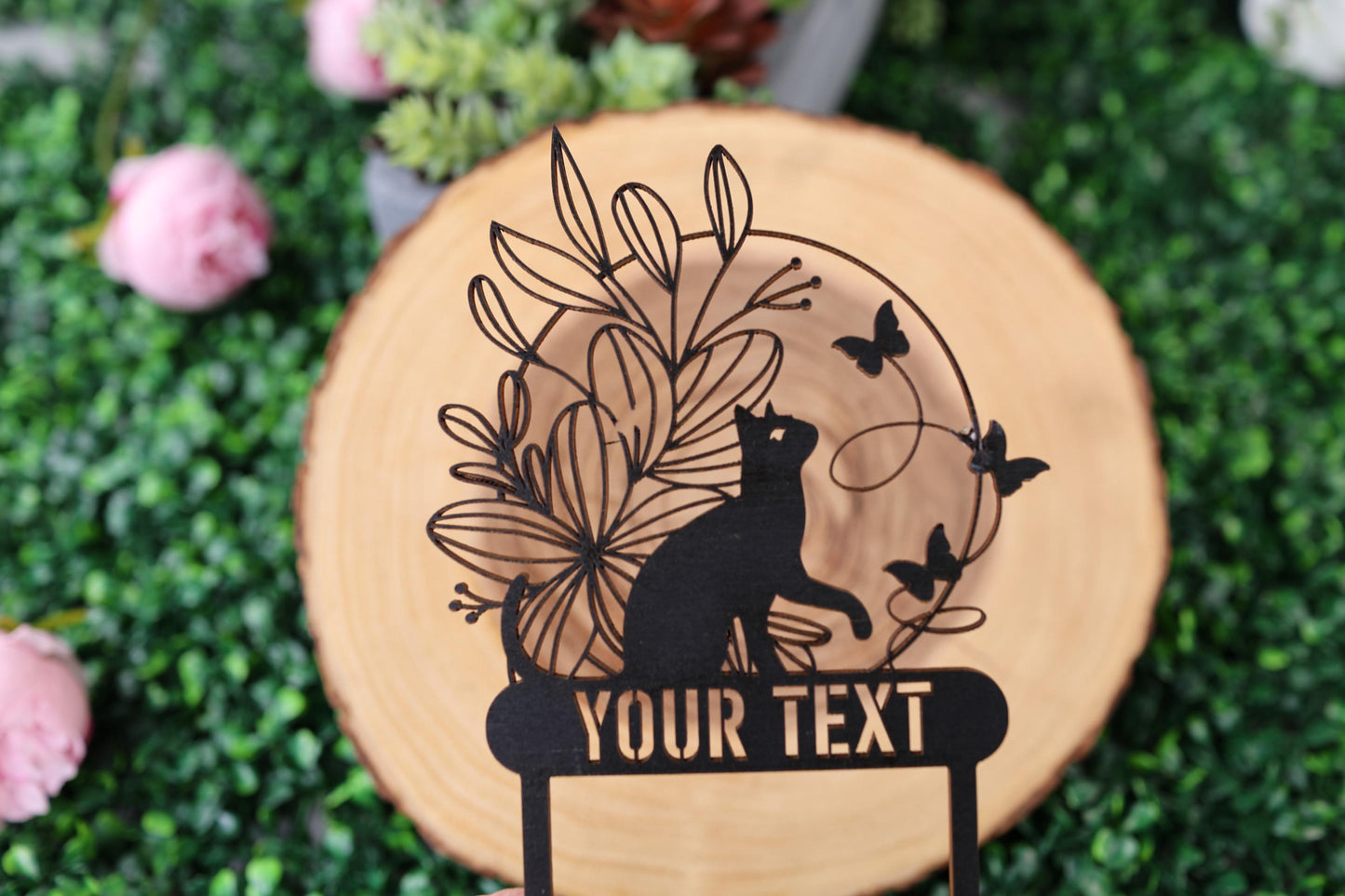 a wooden sign that says your text on it