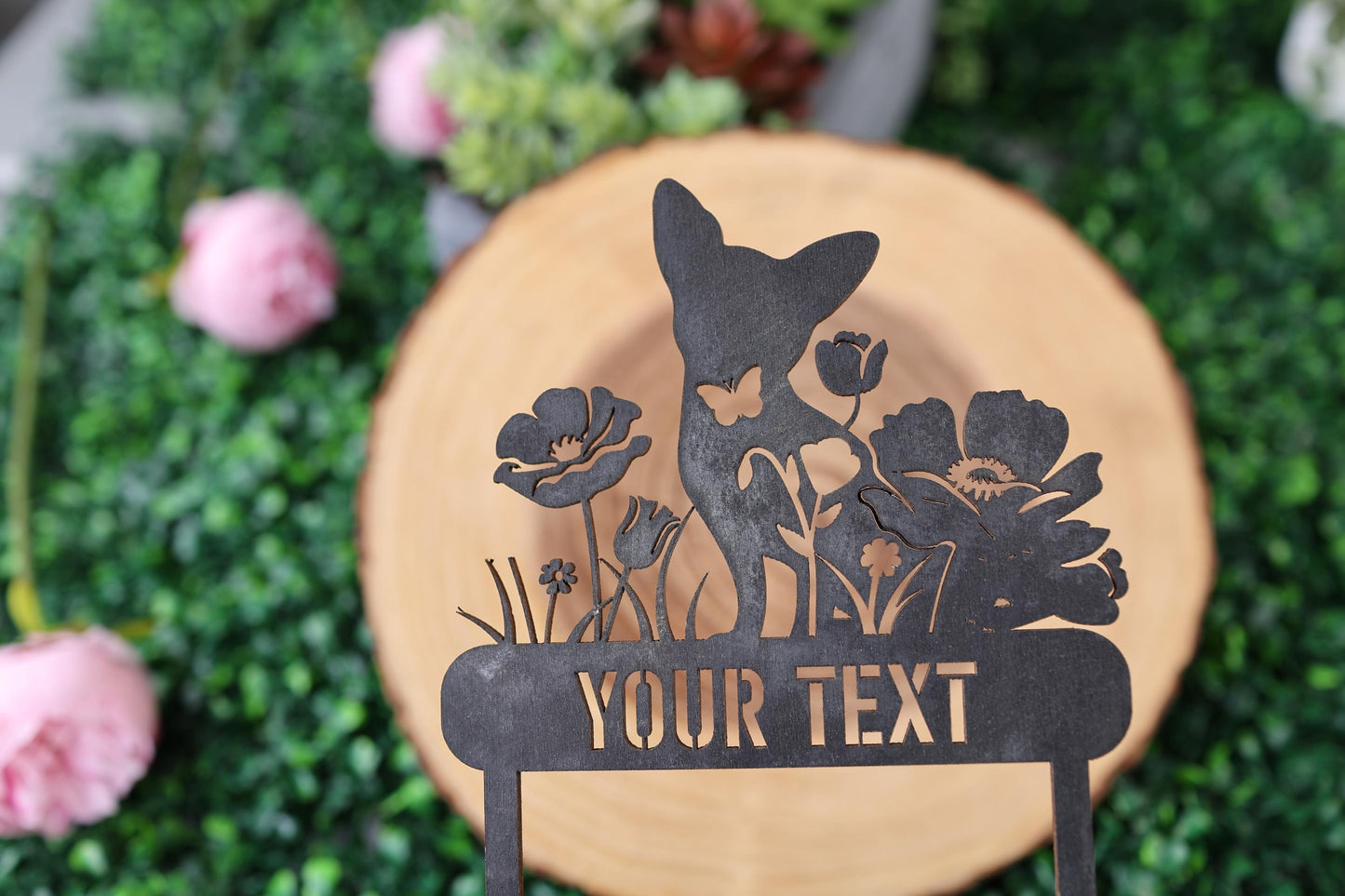 a metal sign that says your text with a picture of a fox