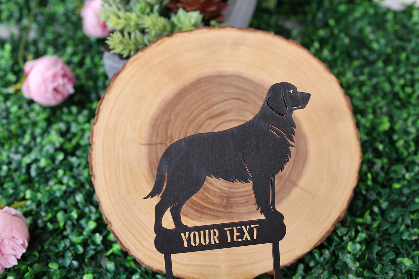 a wooden sign with a dog on it