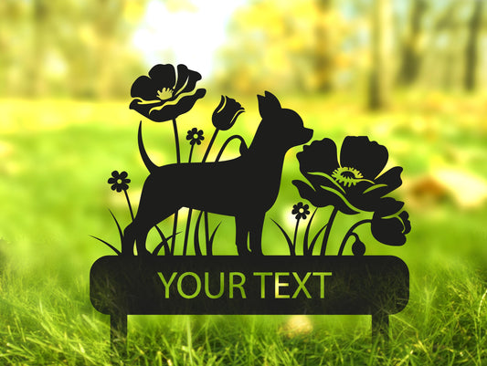 a dog is standing in the grass next to flowers