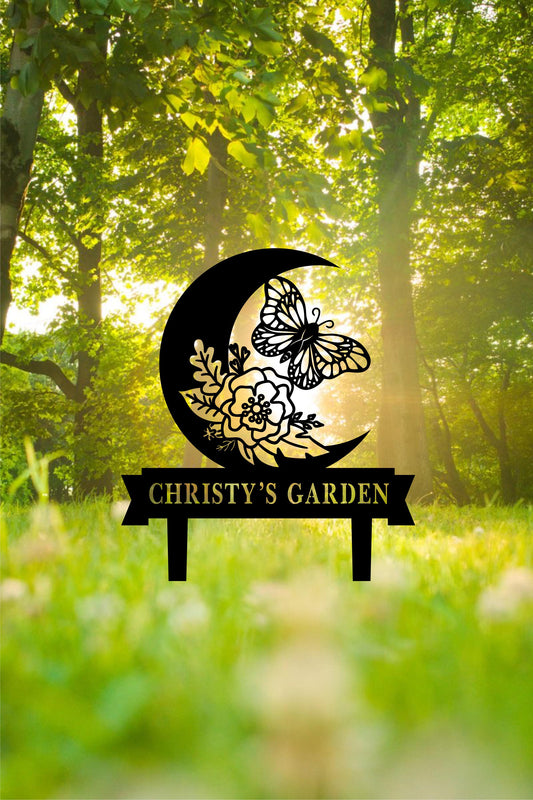 a sign that says christ&#39;s garden with a butterfly on it