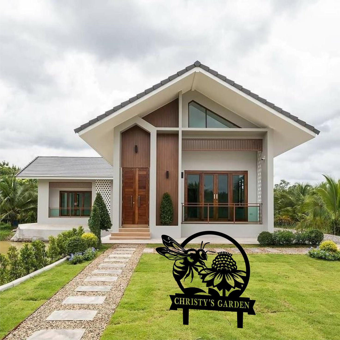 a house with a sign that says christ&#39;s garden