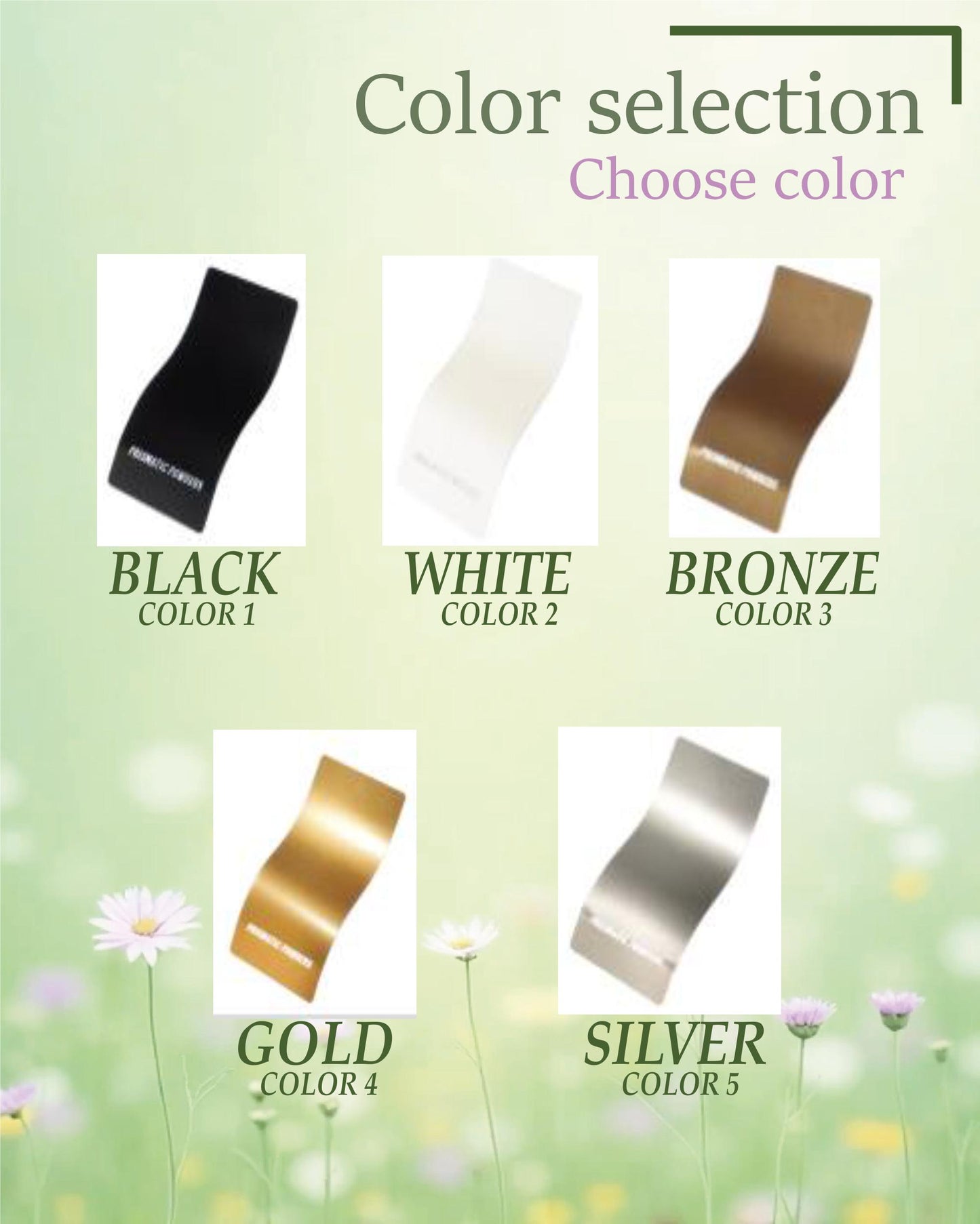 the color selection for the color selection is shown