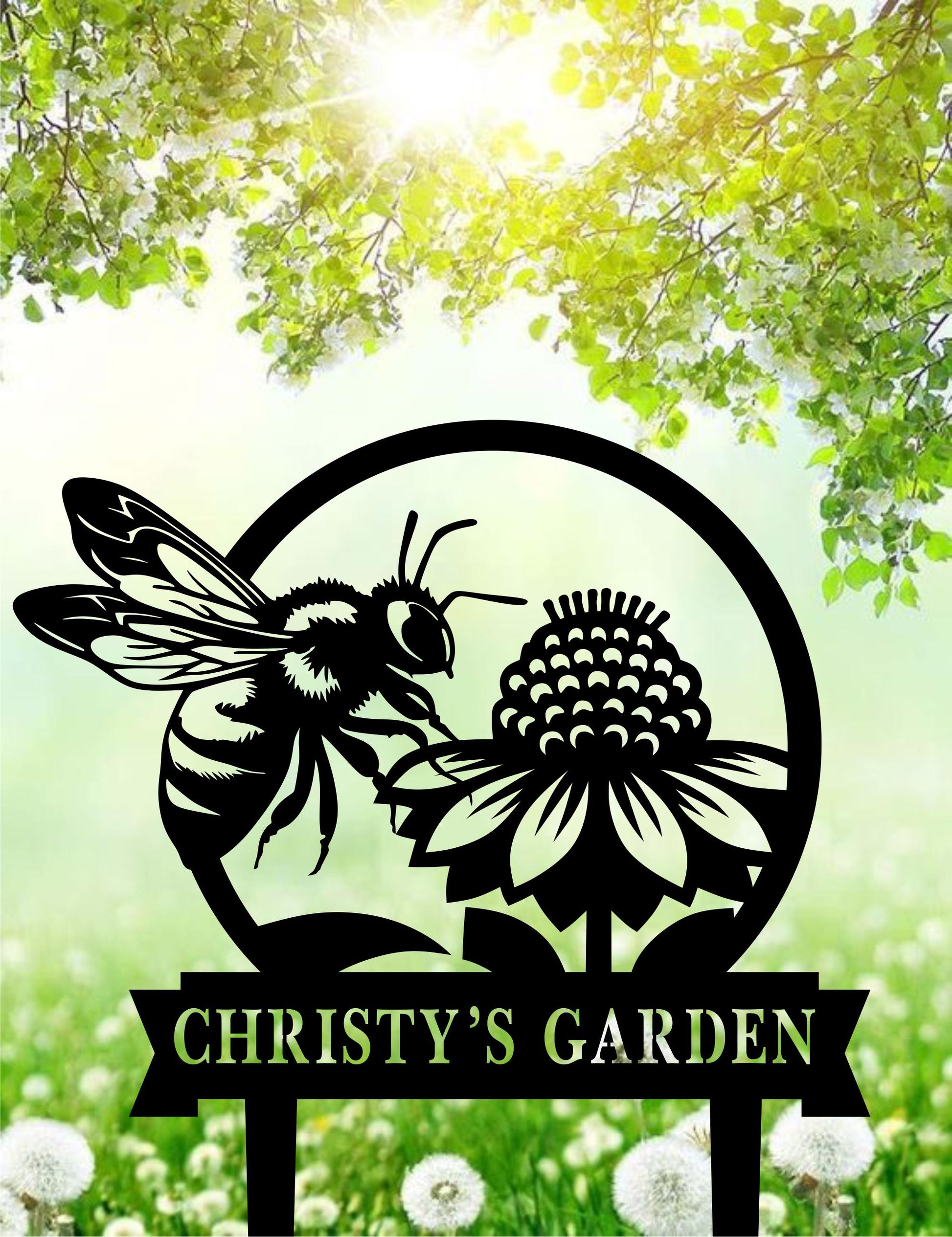 a picture of a sign with a bee on it